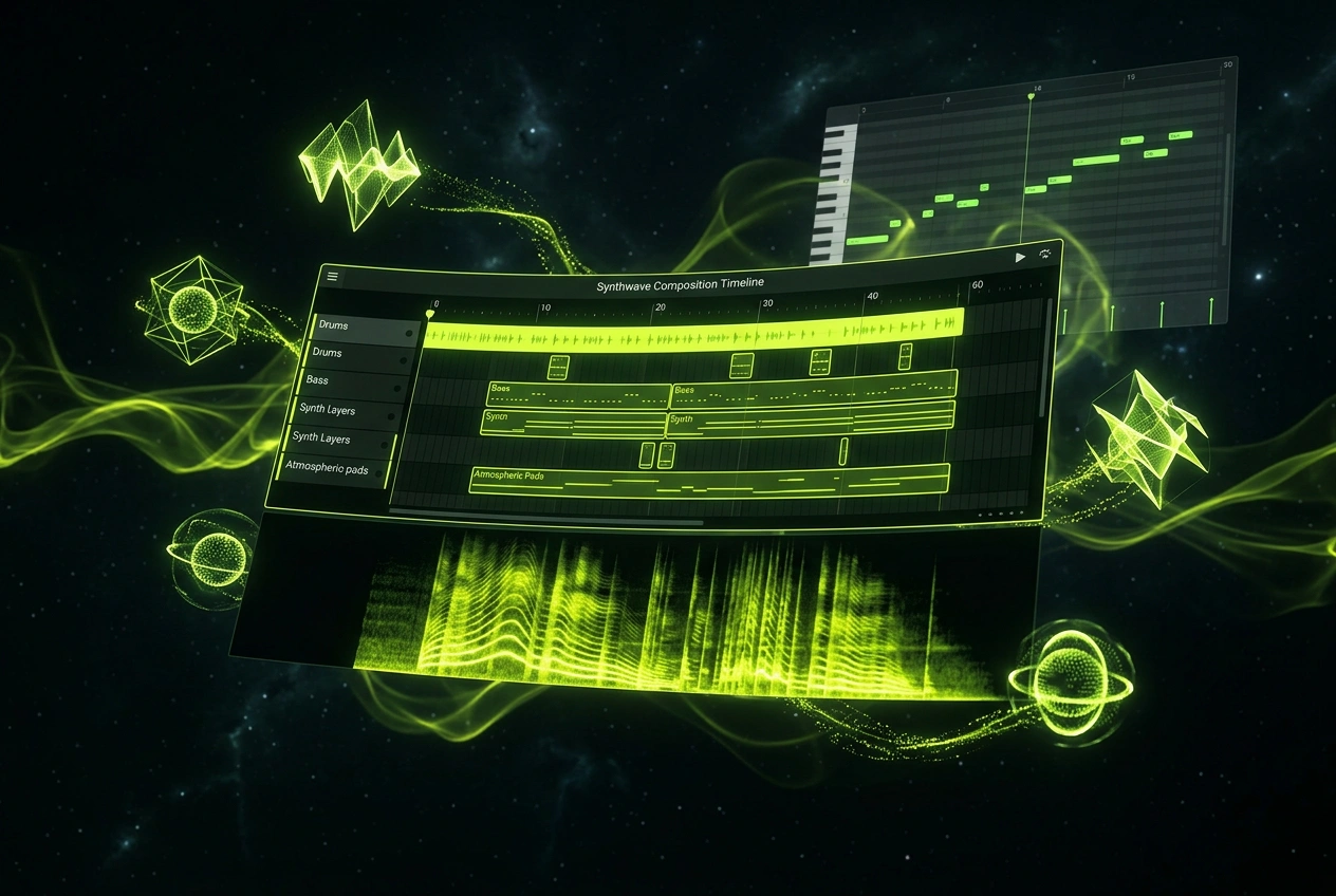 AI Synthwave Music Generator producing fast music output