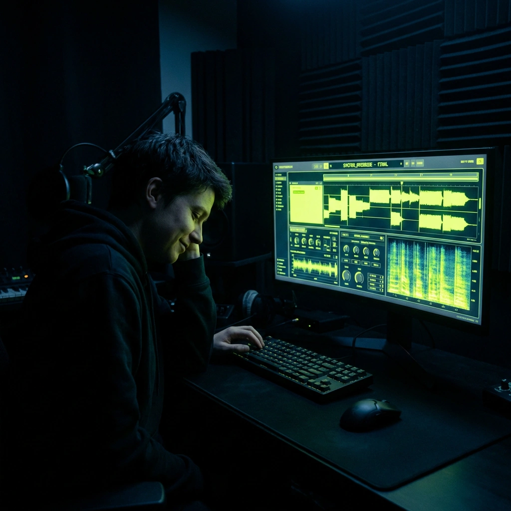Content creator generating synthwave music with AI