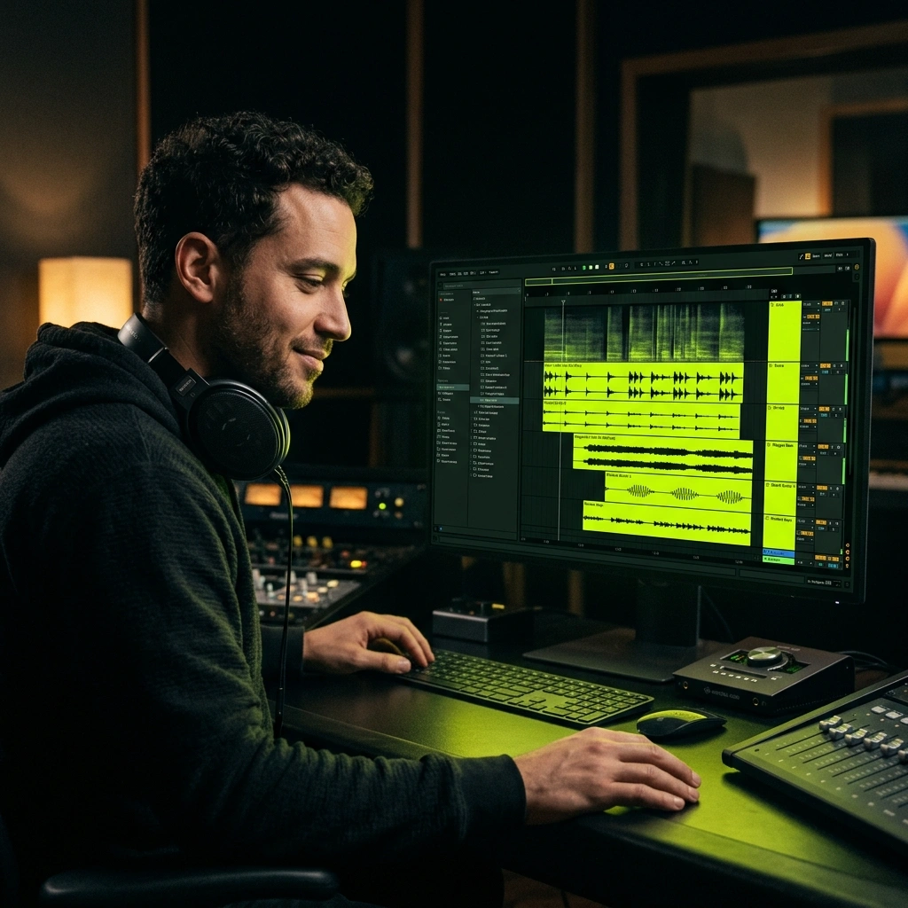 Music producer working with AI Reggae Music Generator