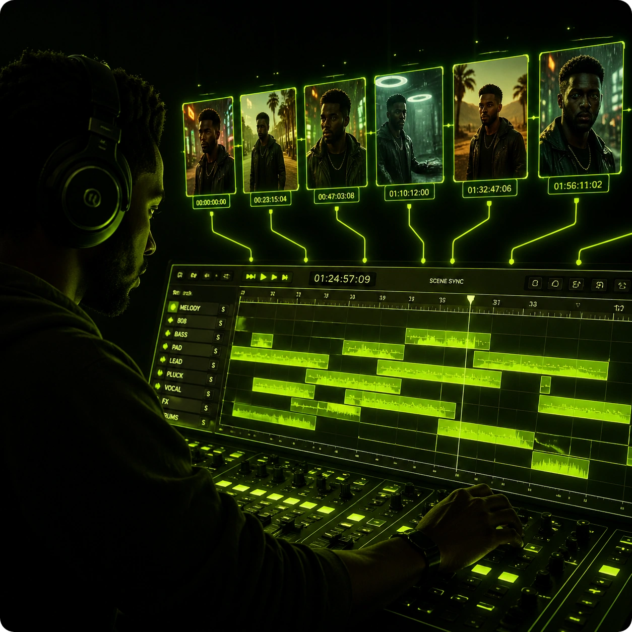 Story music video character selection interface