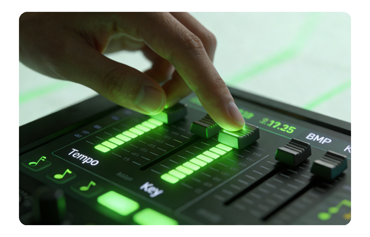 Adjusting tempo on a Rap Beat Maker interface.