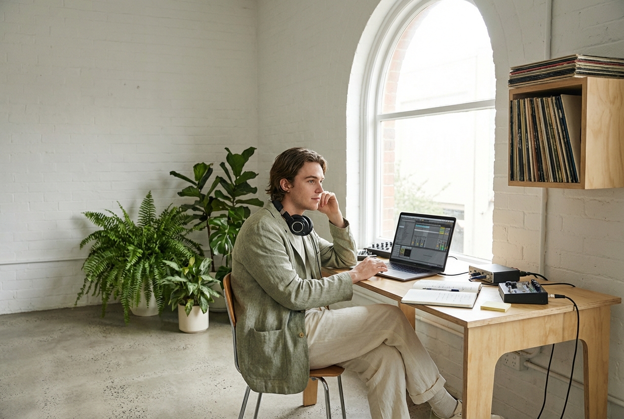 Content creator with Punk Music Generator tracks