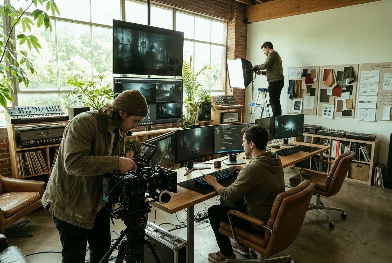 Music producer using Punk Music Generator tools