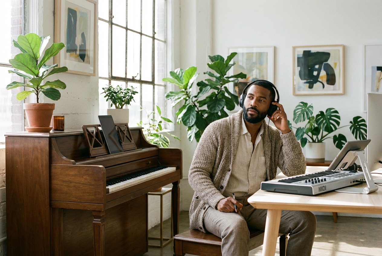 Producer using Piano Beat Maker