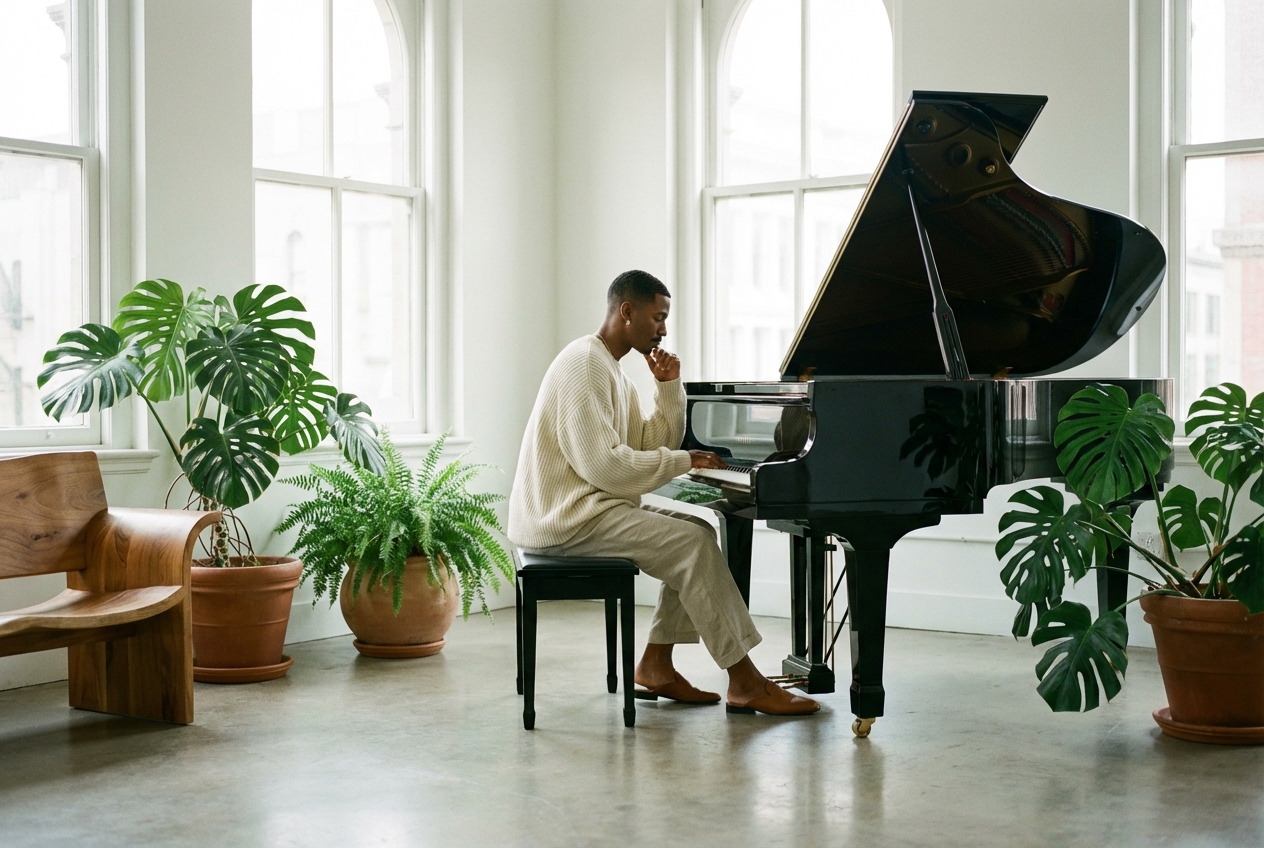 Songwriter using Piano Beat Maker