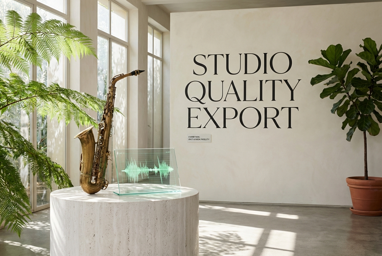 Royalty free export options in drill music generator