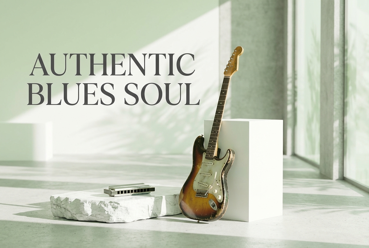 Guitar waveform display on blues music generator