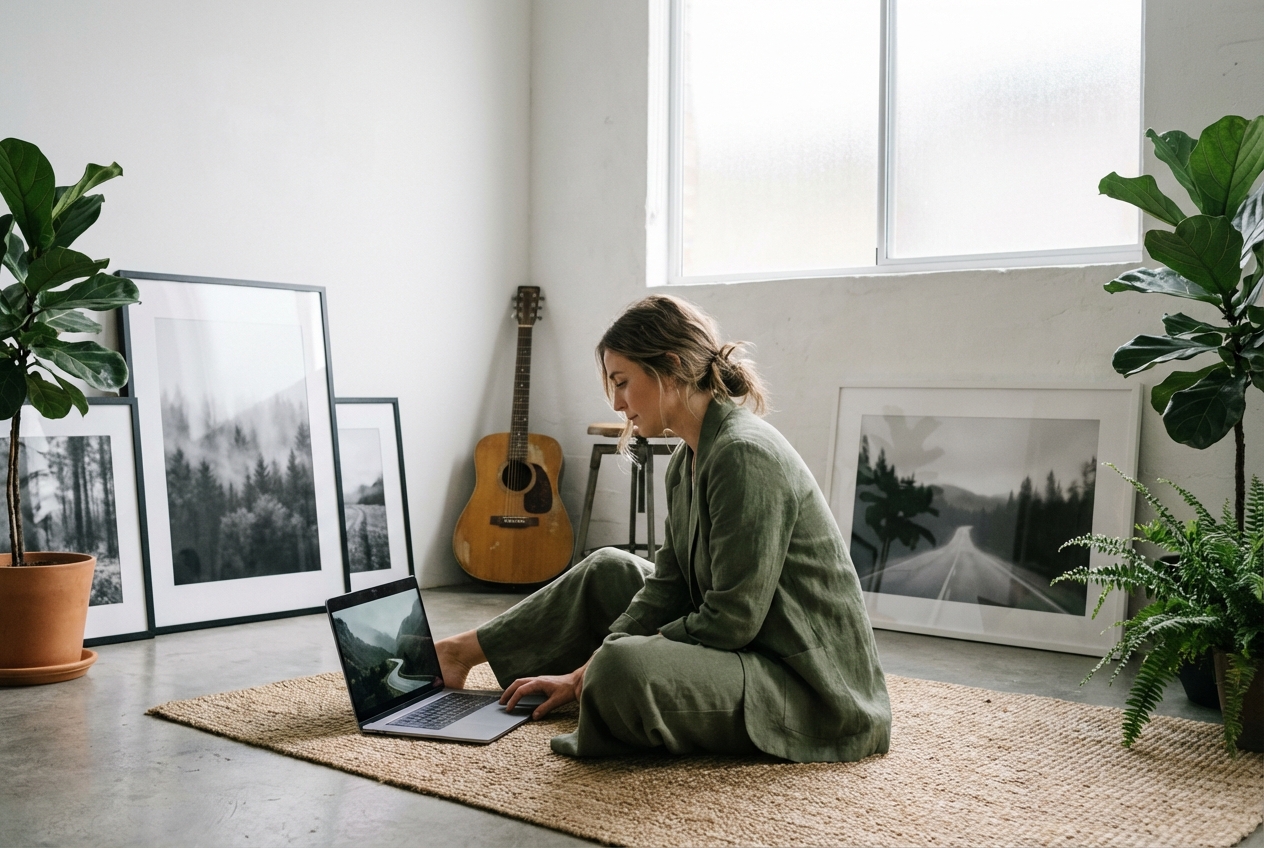 Travel vlogger using Folk Music Generator online