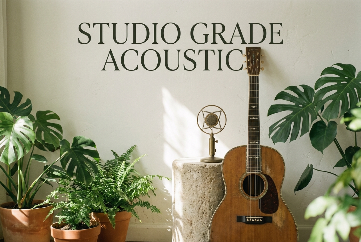 Acoustic music generator interface showing guitar options