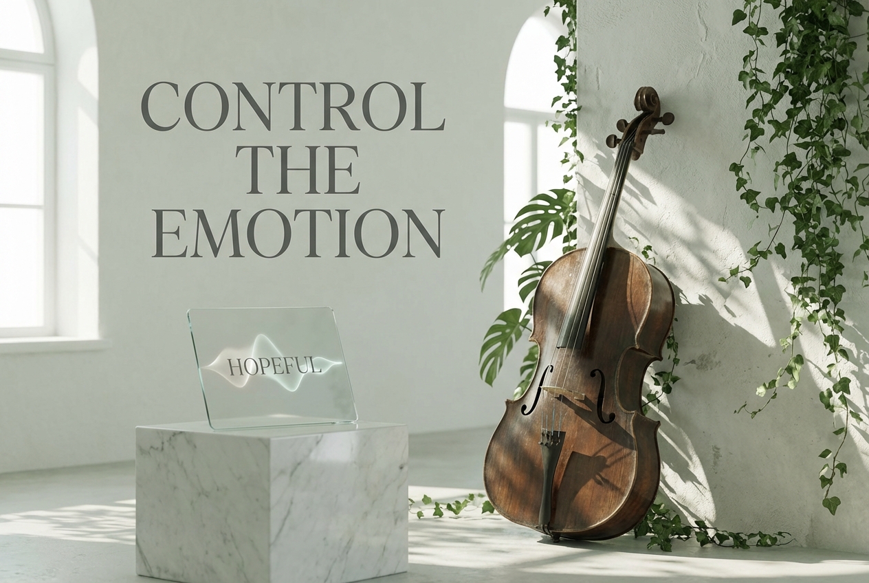 Adjusting mood sliders on acoustic music maker