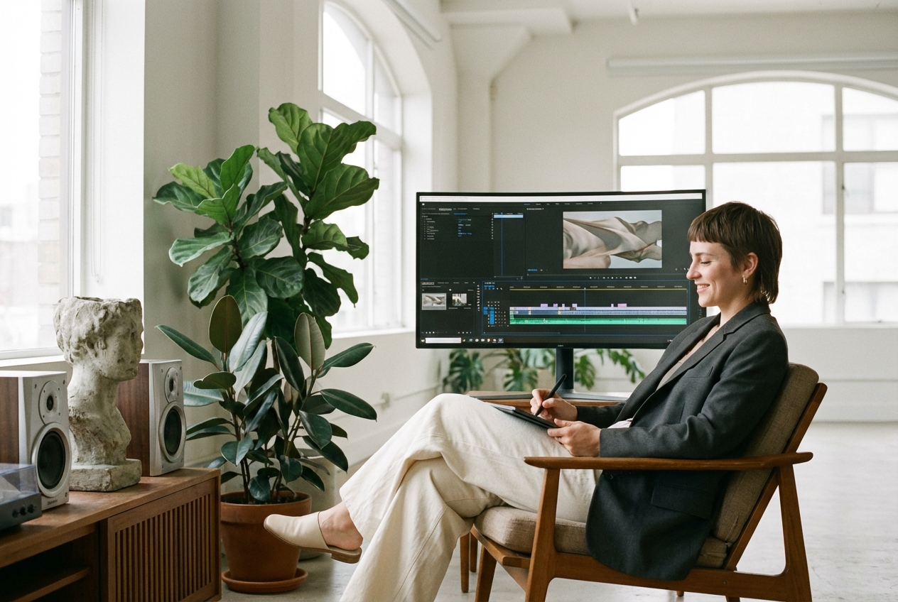 Content creator using Ambient Music Generator for videos