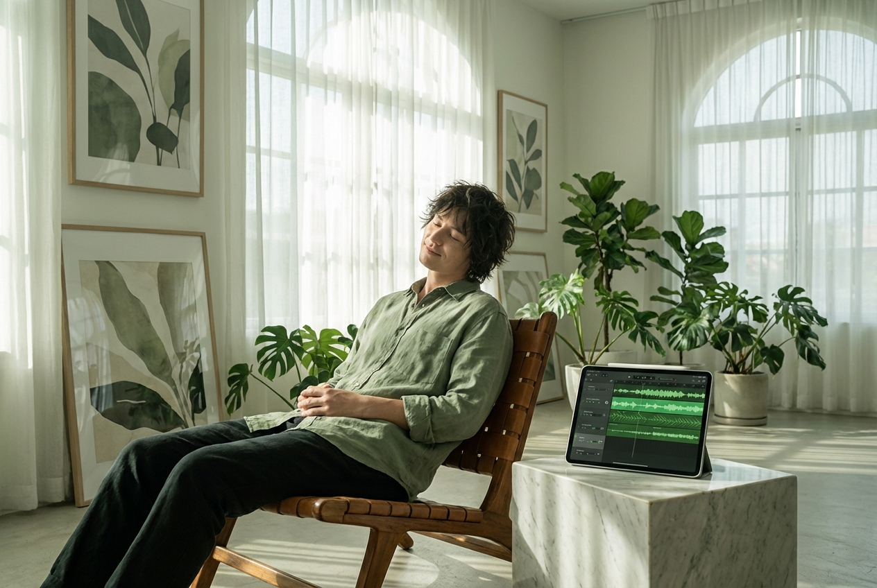 Artist creating with Chillwave Music Generator