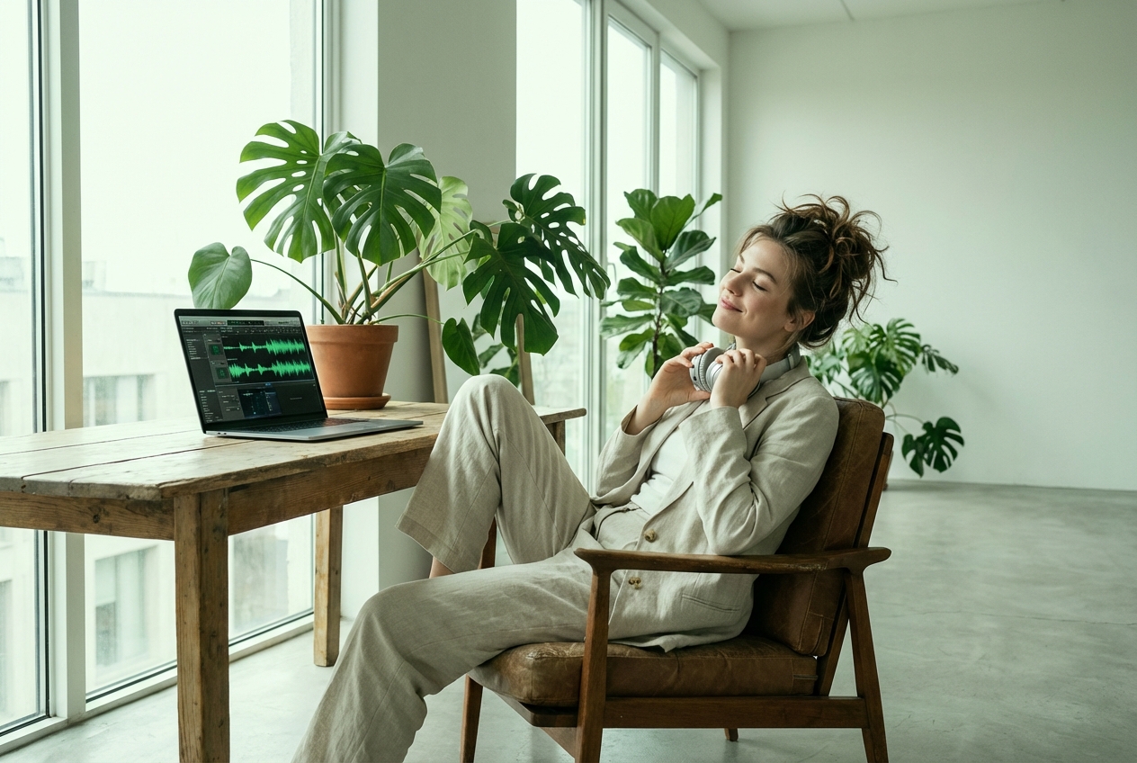 Content producer creating music with Songwriter AI