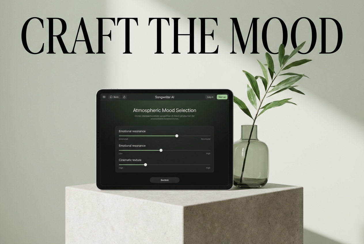 Selecting emotional moods in Songwriter AI interface