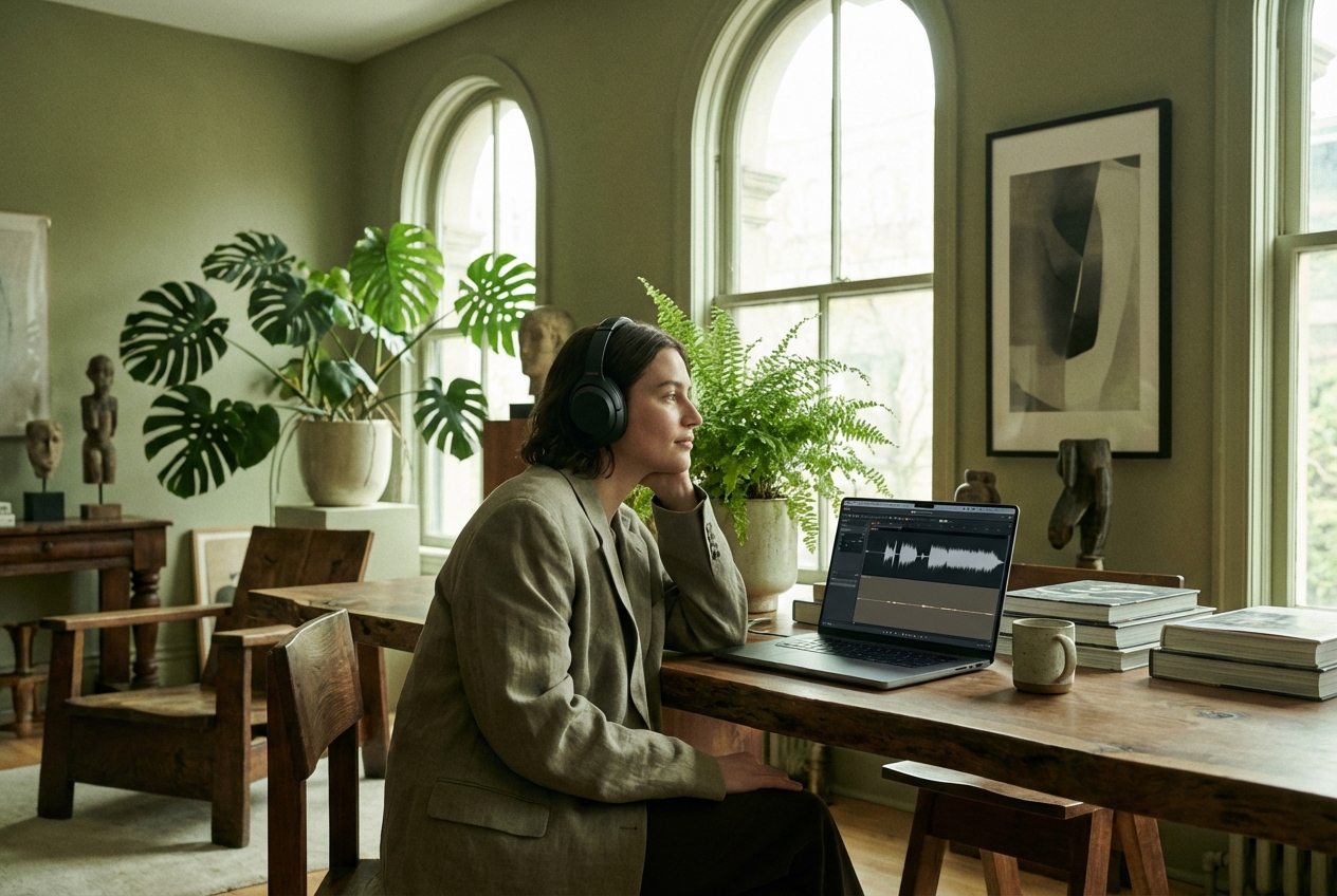 Podcaster extracting vocals to remove background music