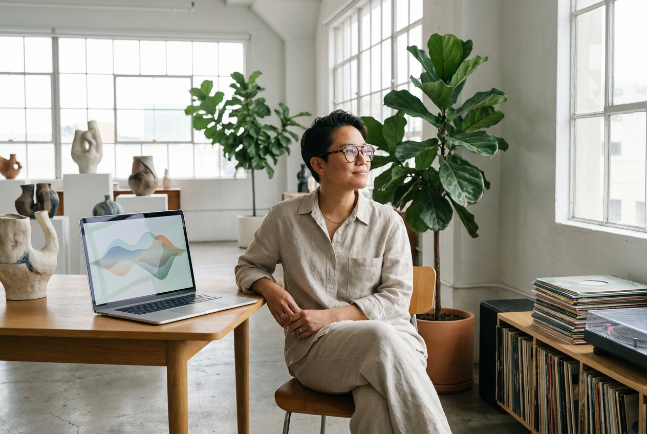 Curator designing with Youtube music visualizer app