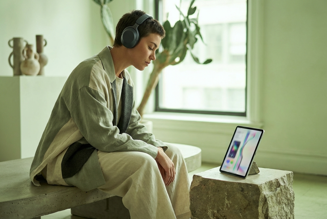 Artist exploring a lyric music video maker