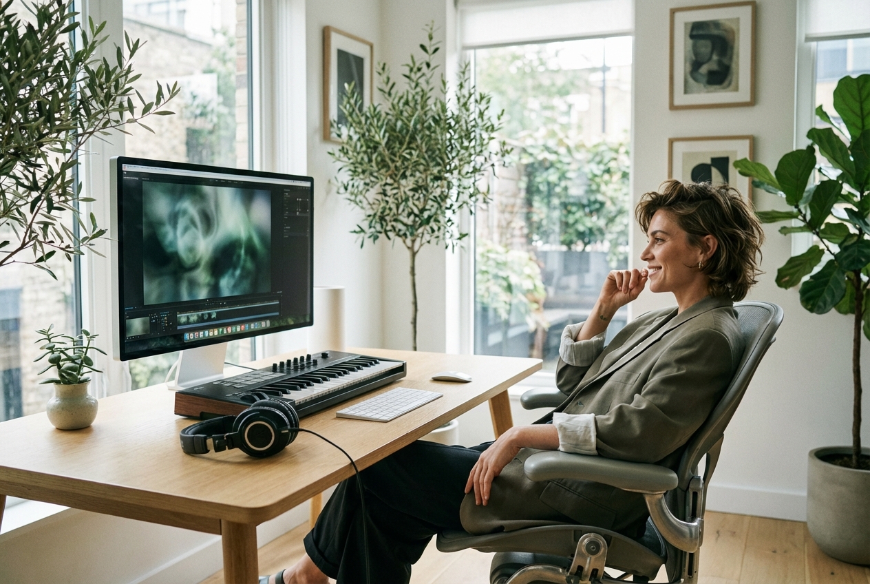 Live VJ operating lyric music video maker