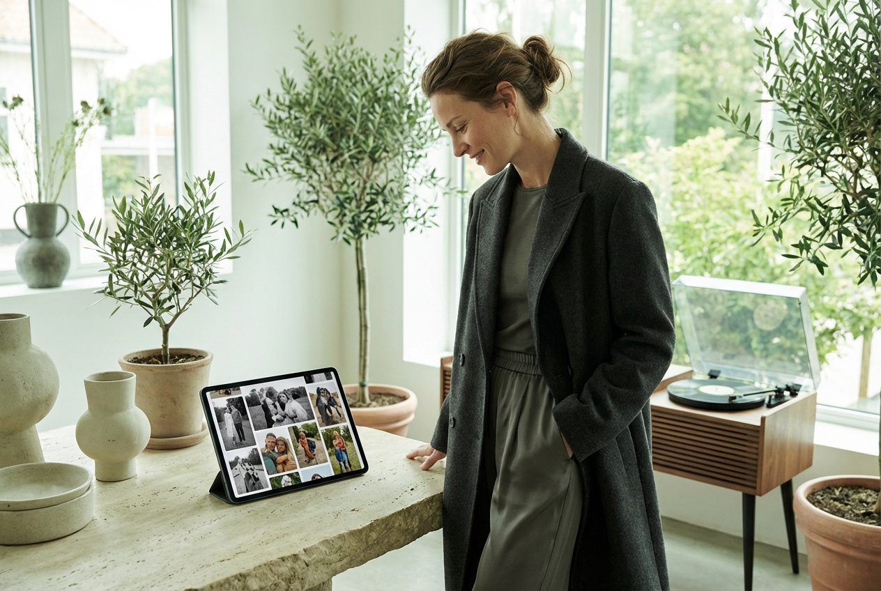 Birthday video maker displaying timeline photos for anniversaries