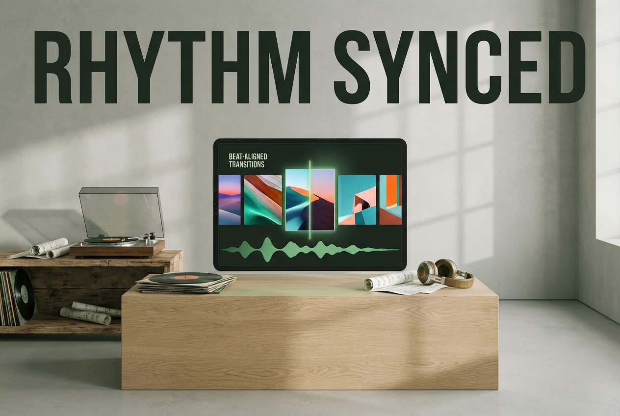 Slideshow maker with music audio sync feature