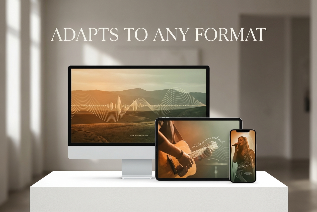 Slideshow maker with music format adaptation tool