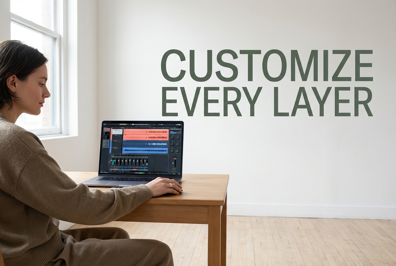 Text to song generator interface with vocal and instrument customization tools