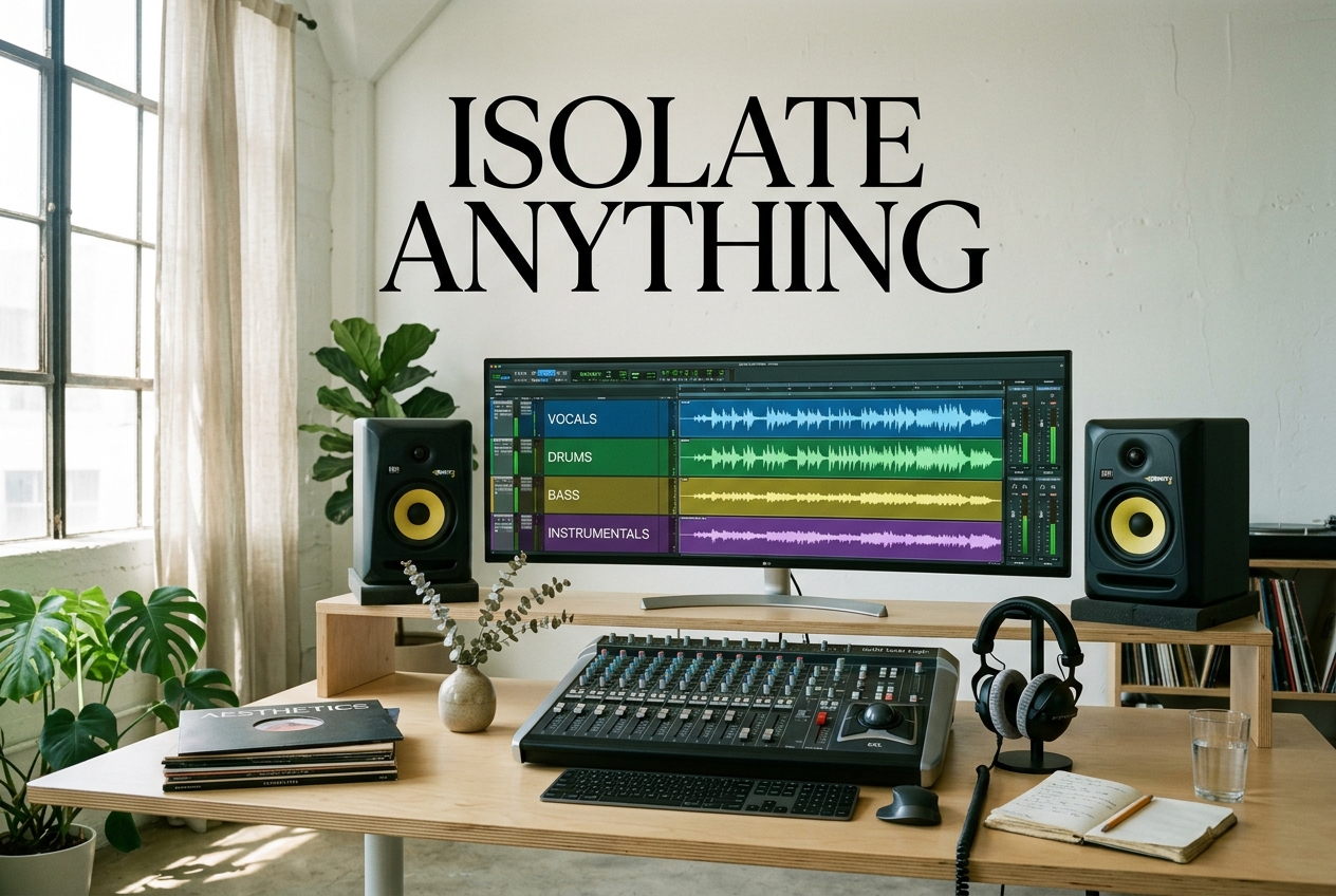 AI Music Remixer separating audio stems for individual editing