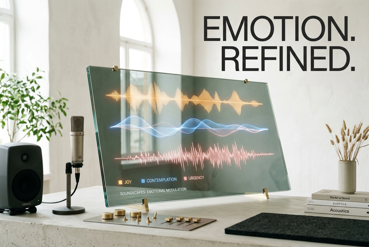 Celebrity voice AI generator emotion control dashboard showing tone options