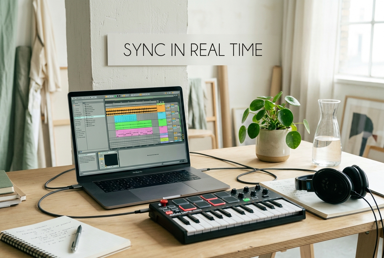 Beat music maker collaboration interface showing shared project workspace