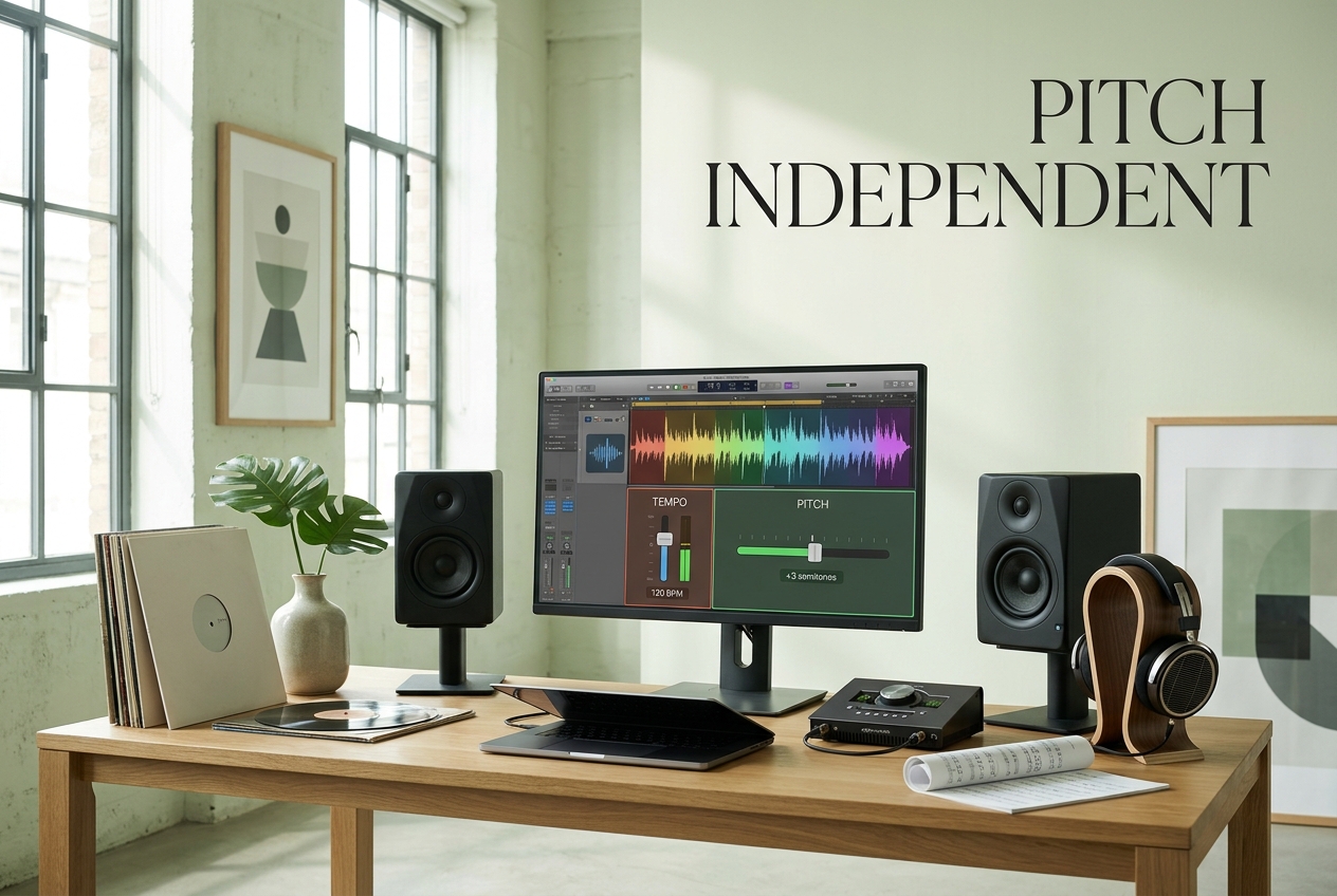 Speed and pitch adjustment controls on audio editor