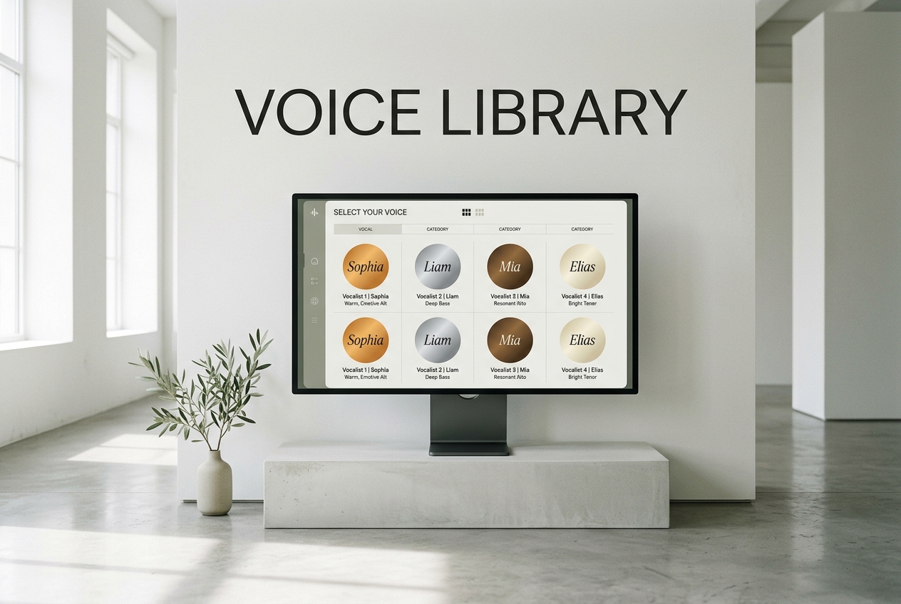 AI singing songs with various voice options