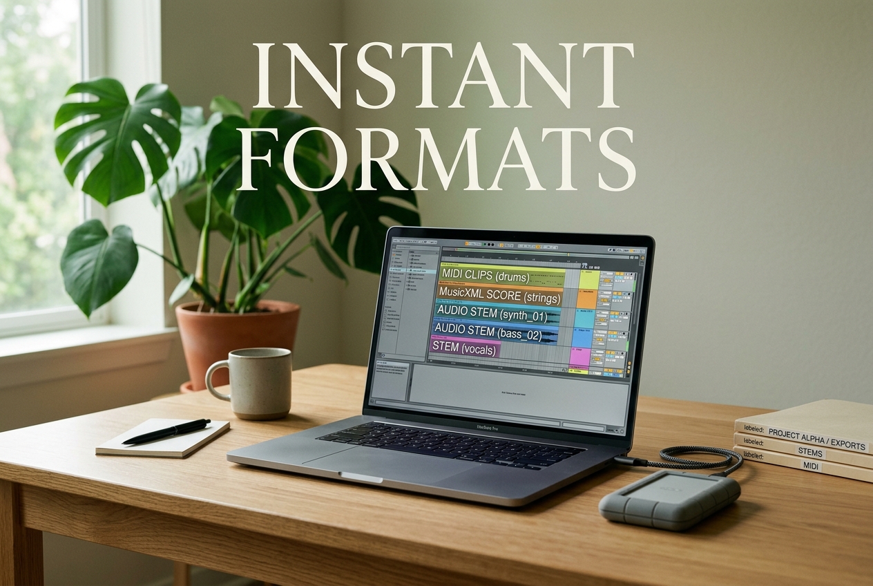 MIDI file download options and format selection menu