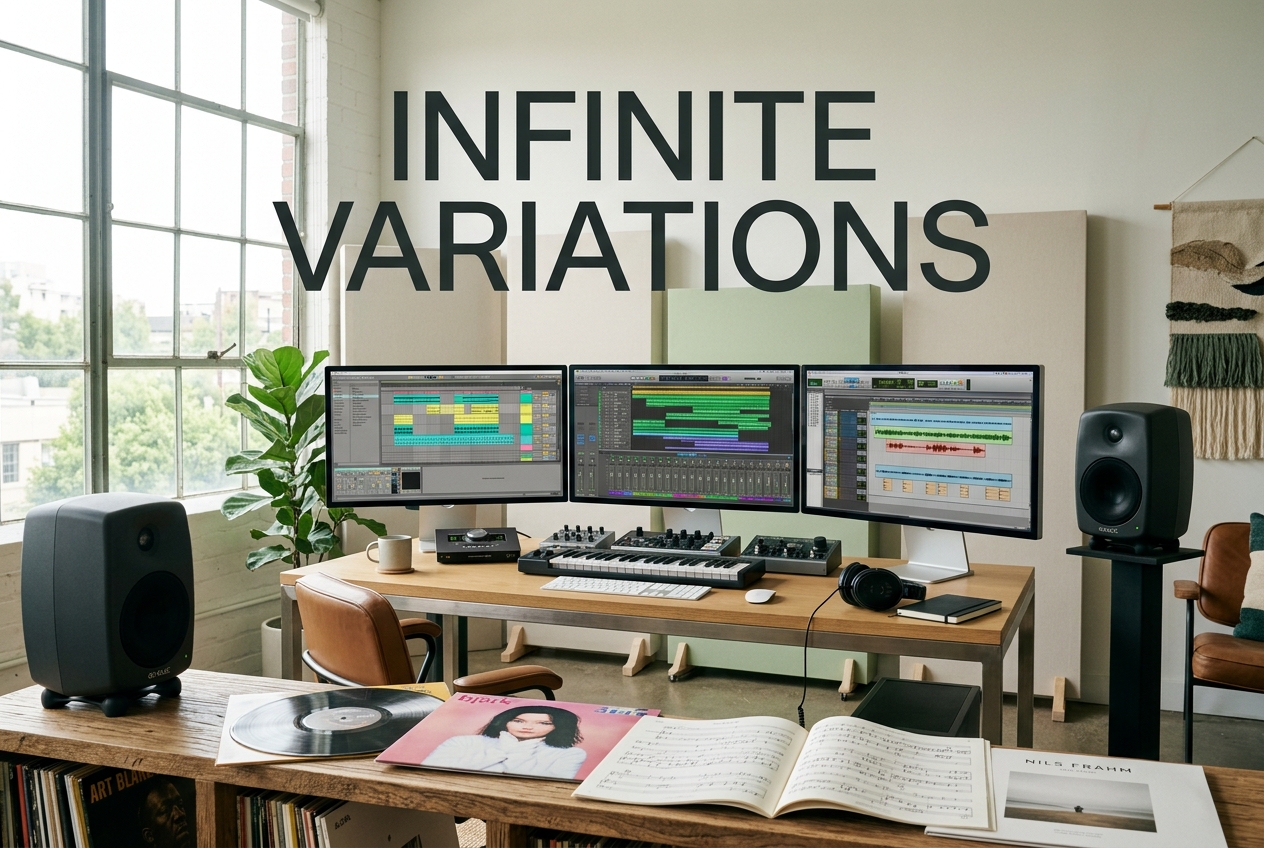 Instrumental AI generator creating multiple music variations