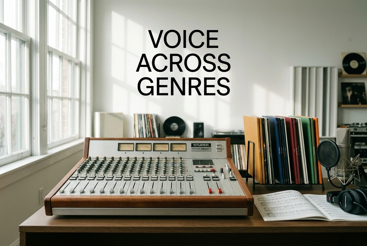 Multiple music genre options for AI voice cloner generation