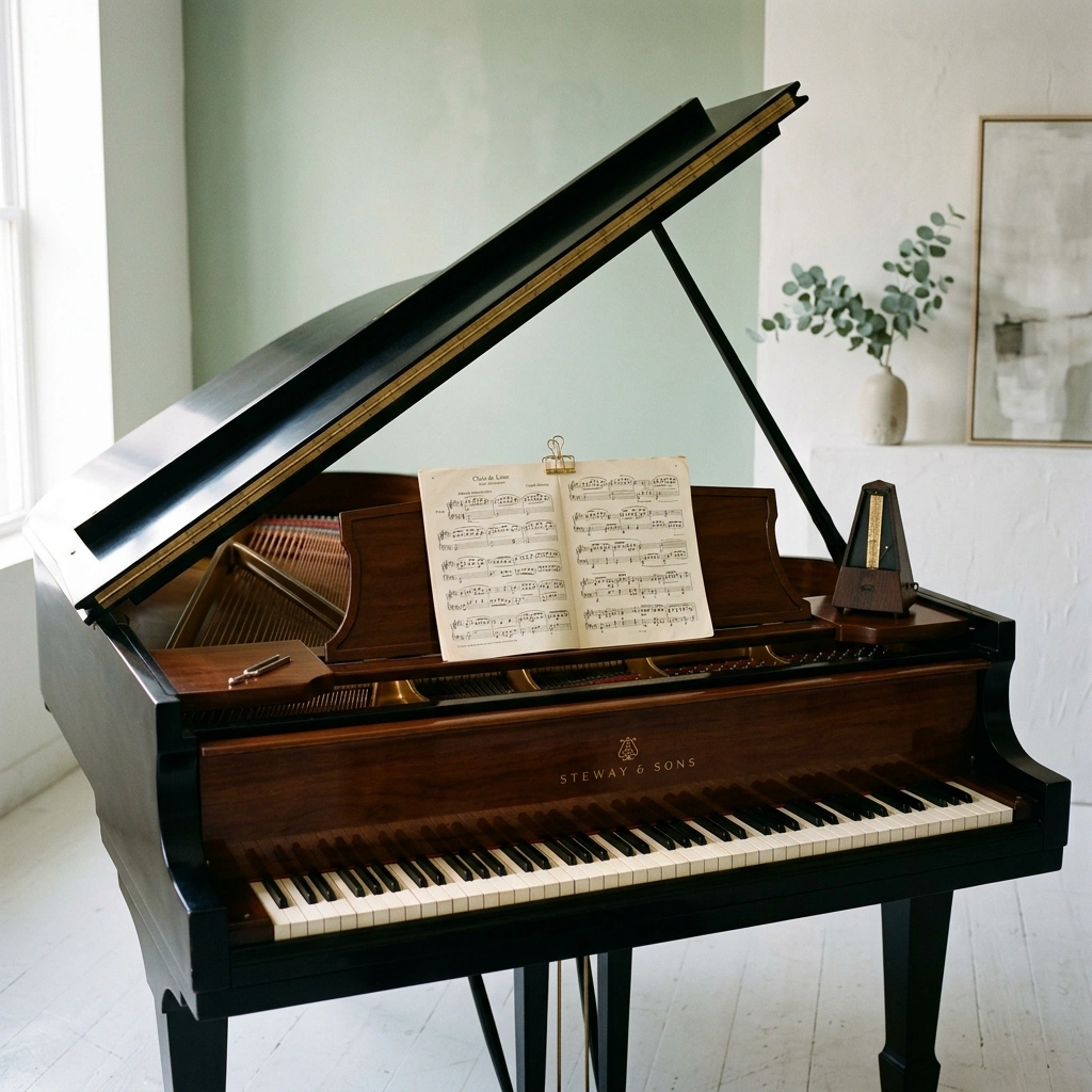 AI Piano style selection and genre-specific melody creation