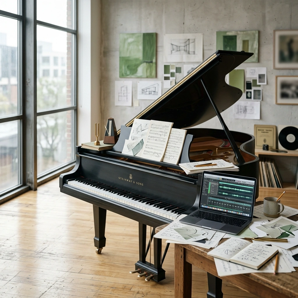 AI Piano iterative composition and variation generation interface