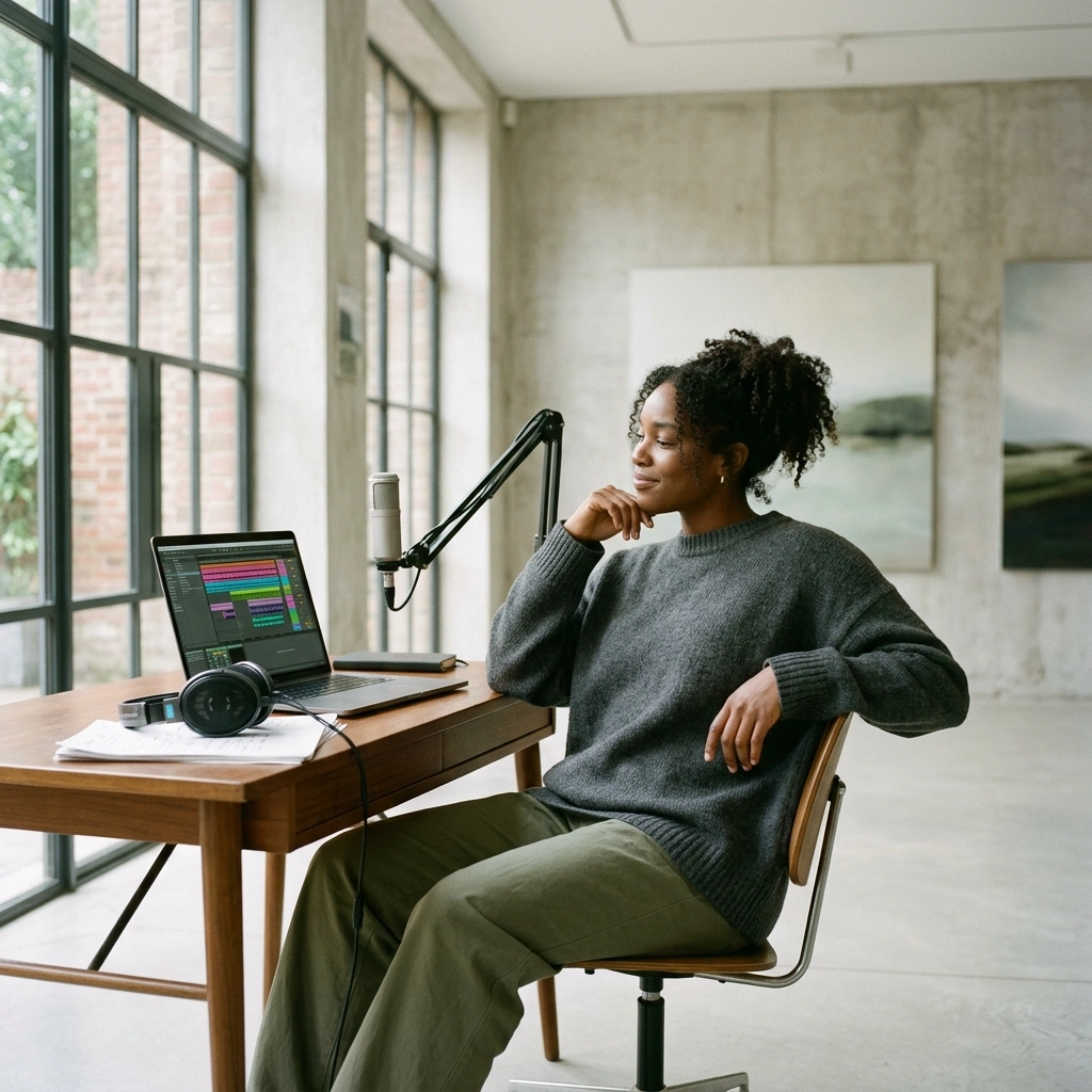 Content creator with AI Hip Hop Music Generator tracks