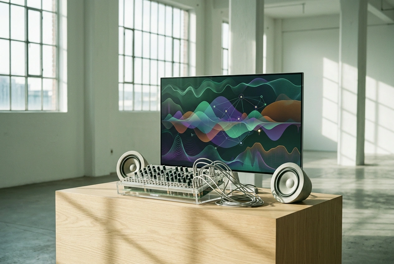 AI Hyperpop Music Generator creating atmospheric synthesizer layers