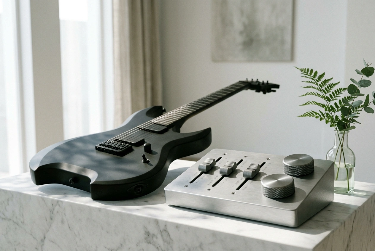 AI hard rock music generator amplifier setup