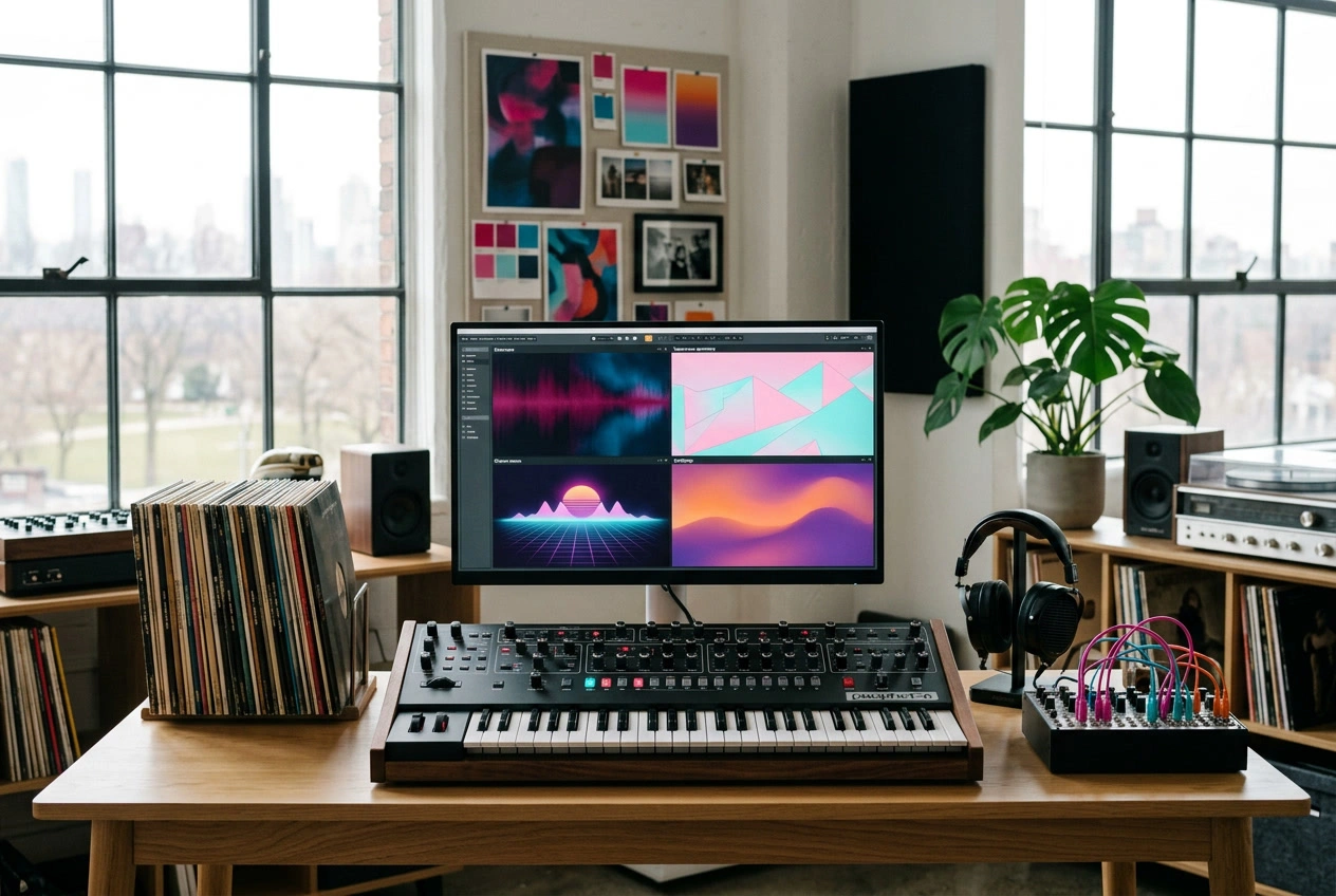 AI Synthwave Music Generator style selection interface