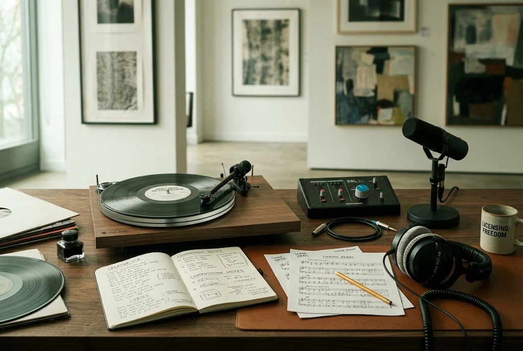 AI Latin Music Generator royalty-free license certificate display