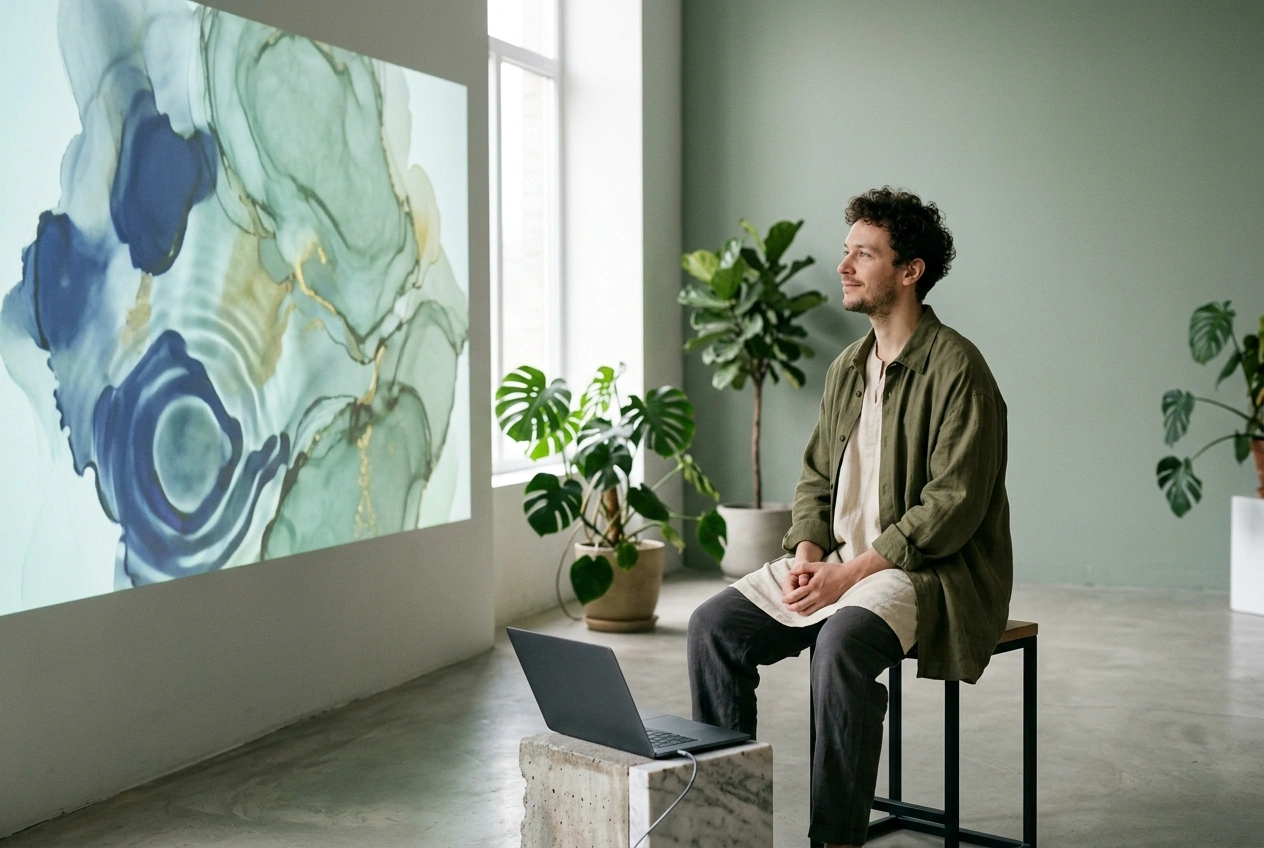 AI music visualizer analyzing audio waves