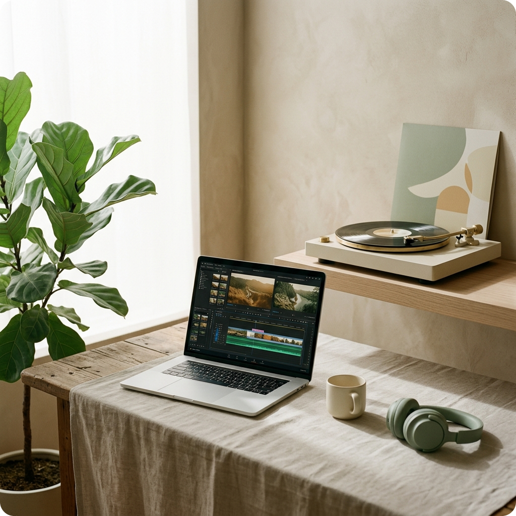 Free photo video maker with AI music selection feature
