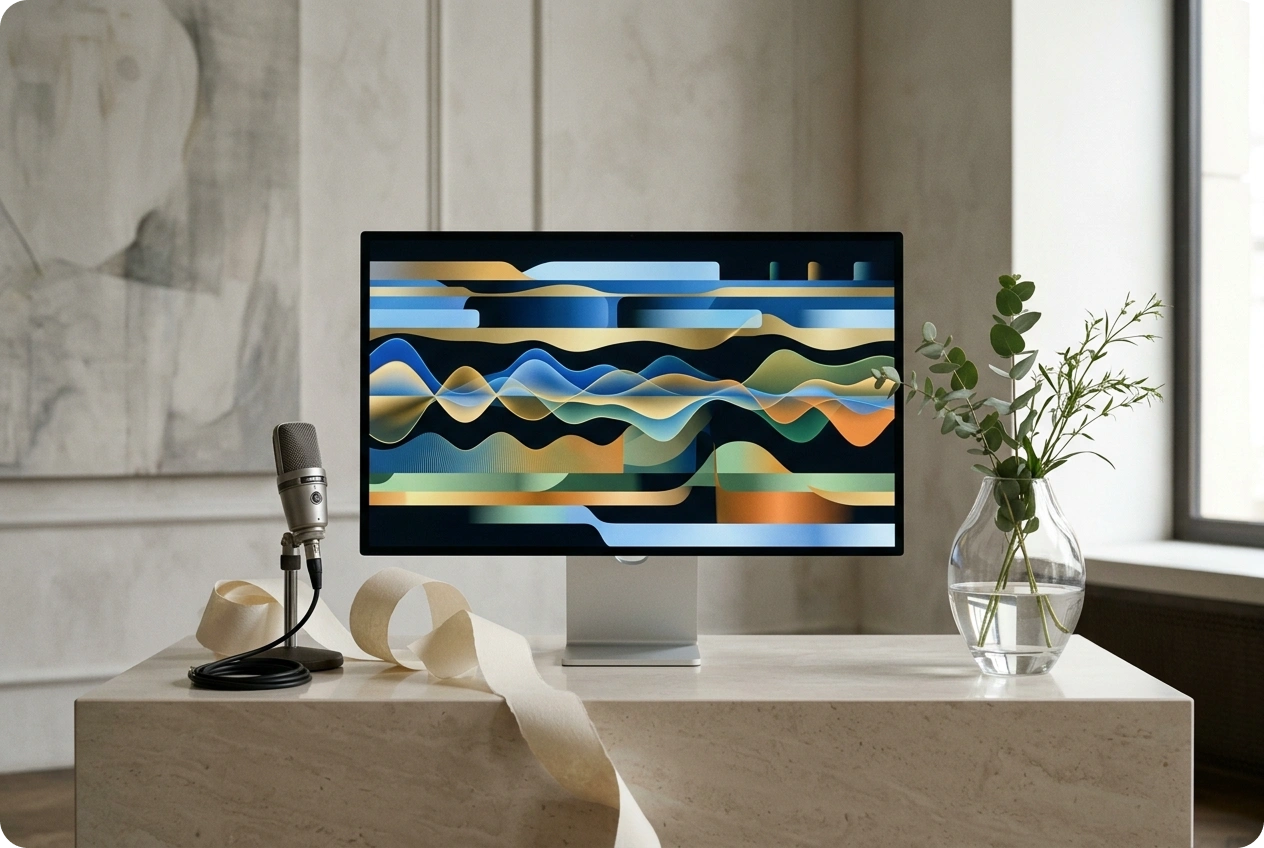 AI music visualizer displaying custom lyrics