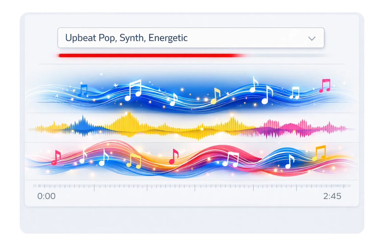 User generating pop music with AI generator.