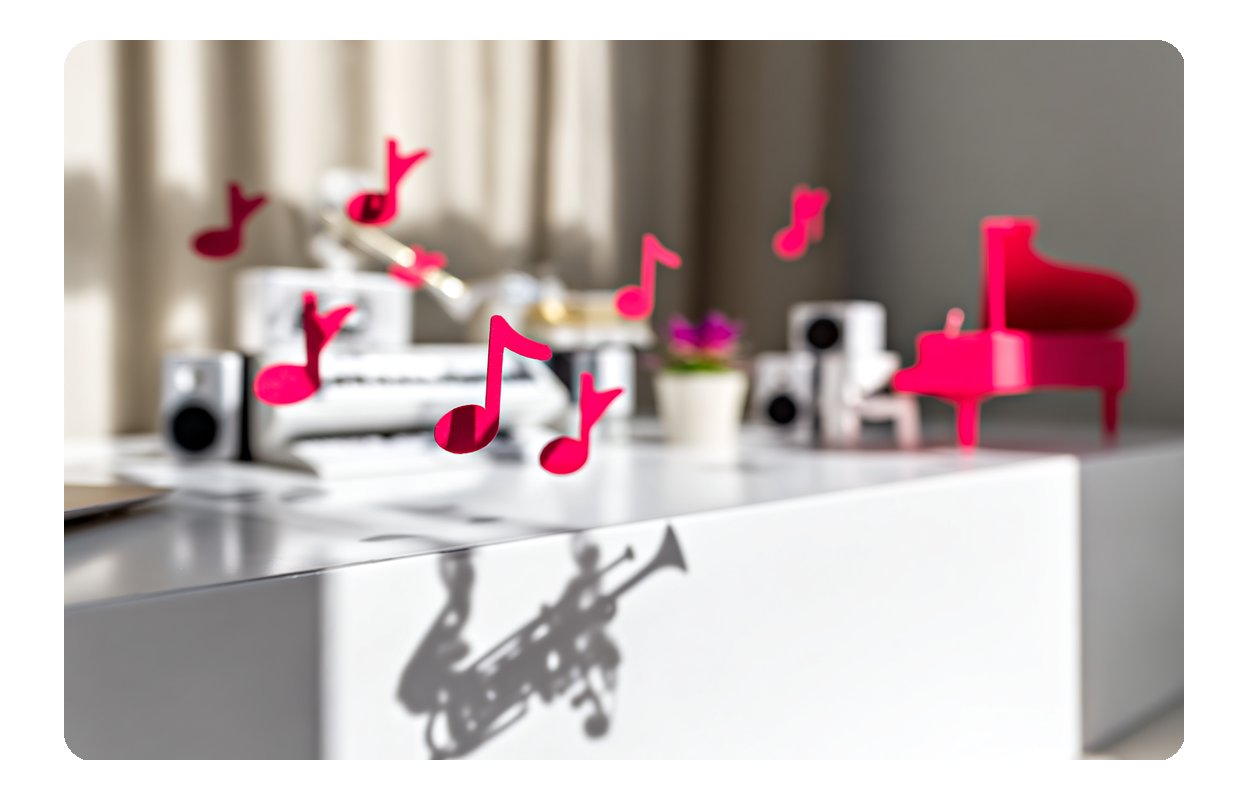 Adjusting sound controls on metal music generator.