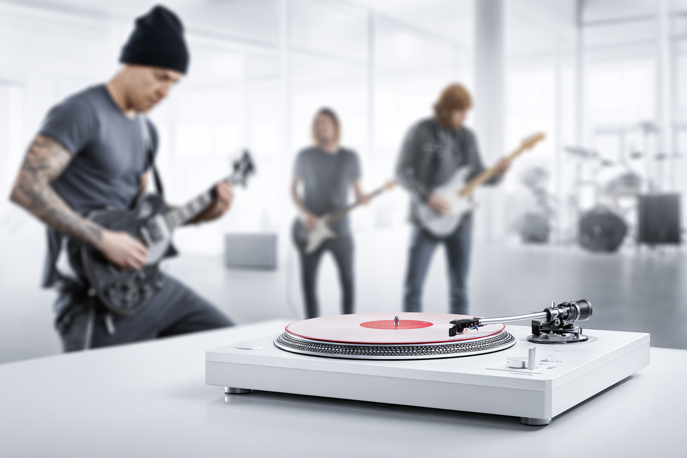 DJ mixing tracks with AI vocal splitter.