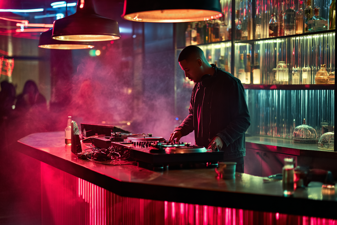 DJ mixing tracks using instrumental remover stems.