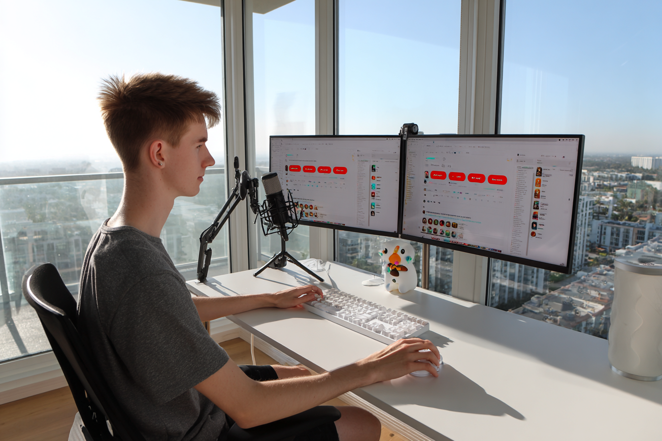 Content creator editing video with instrumental remover audio.