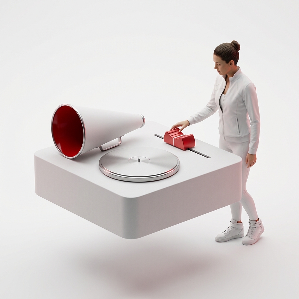 Coach using cheer music maker on tablet